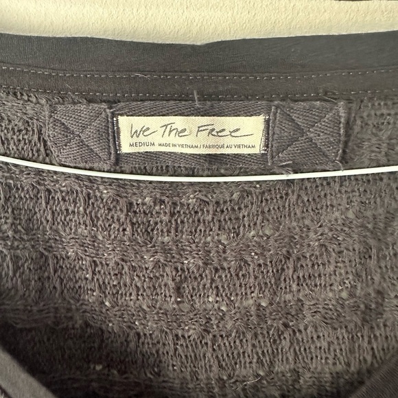 We The Free Back Fringe Trim V Neck Crochet Lightweight Sweater Boho Cotton - Picture 3 of 8